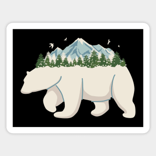 Polar bear mountain tree snow Magnet